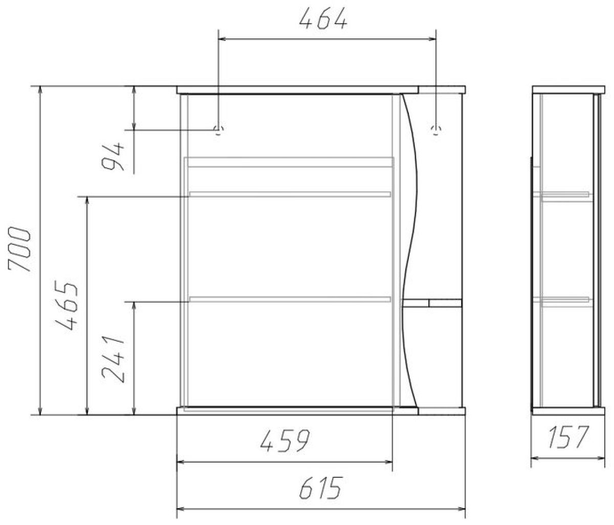 Шкаф-зеркало Волна 1-60 левый АЙСБЕРГ (DA1034HZ) | фото 3