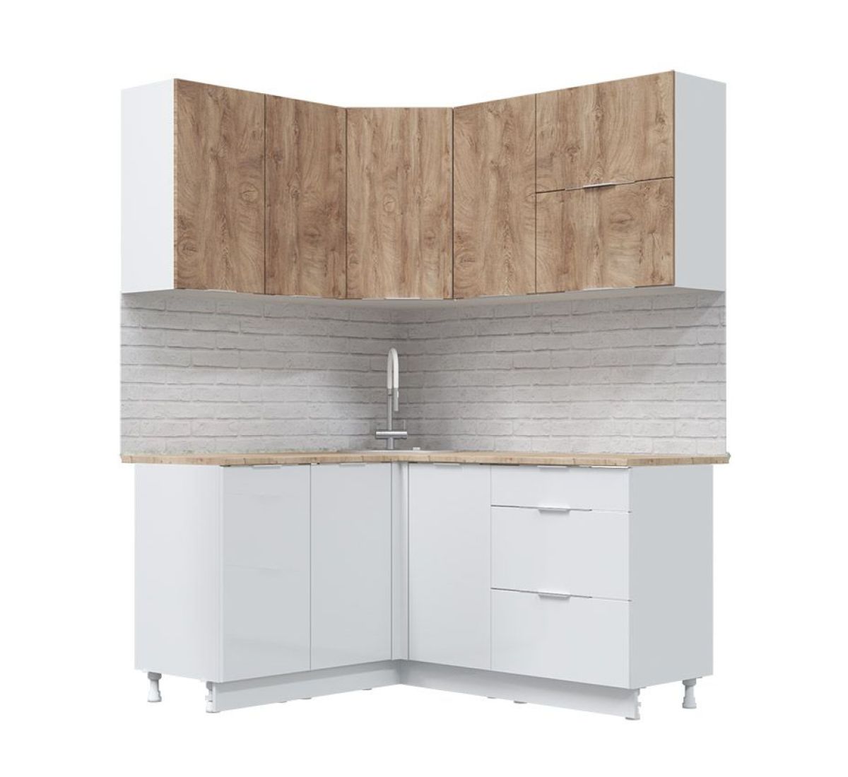 Кухонный гарнитур Асти-вайт угловой 1,4*1,6 | фото 2