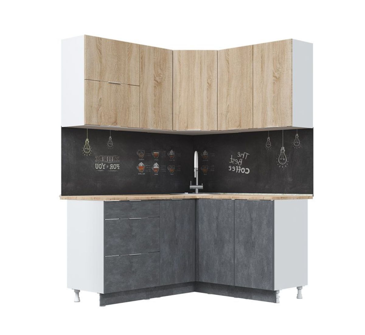 Кухонный гарнитур Асти-дуб сонома угловой 1,4*1,6 | фото 2