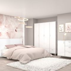 Комод Эго К-2 (на ножках) Бетон светлый/Белый глянец | фото 3