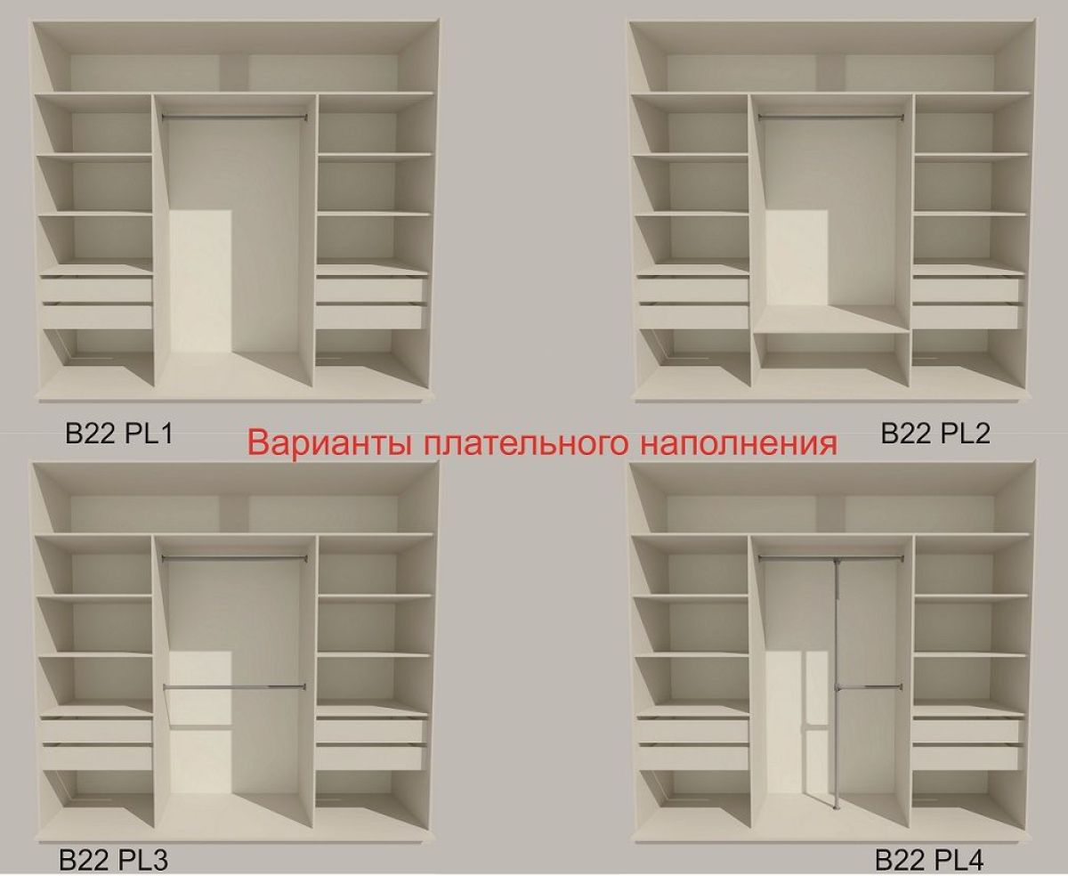 Шкаф-купе 2400 серии SOFT D5+D5+D5+B22+PL4 (по 2 ящика лев/прав+2штанги) профиль «Графит» | фото 4