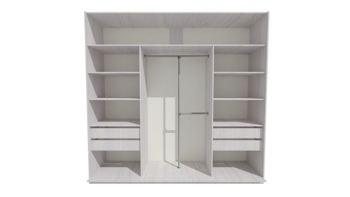 Шкаф-купе 2250 серии SILVER S4+S1+S4 B22+PL4 (по 2 ящика лев/прав+F обр.штанга) профиль «Серебро» | фото 2