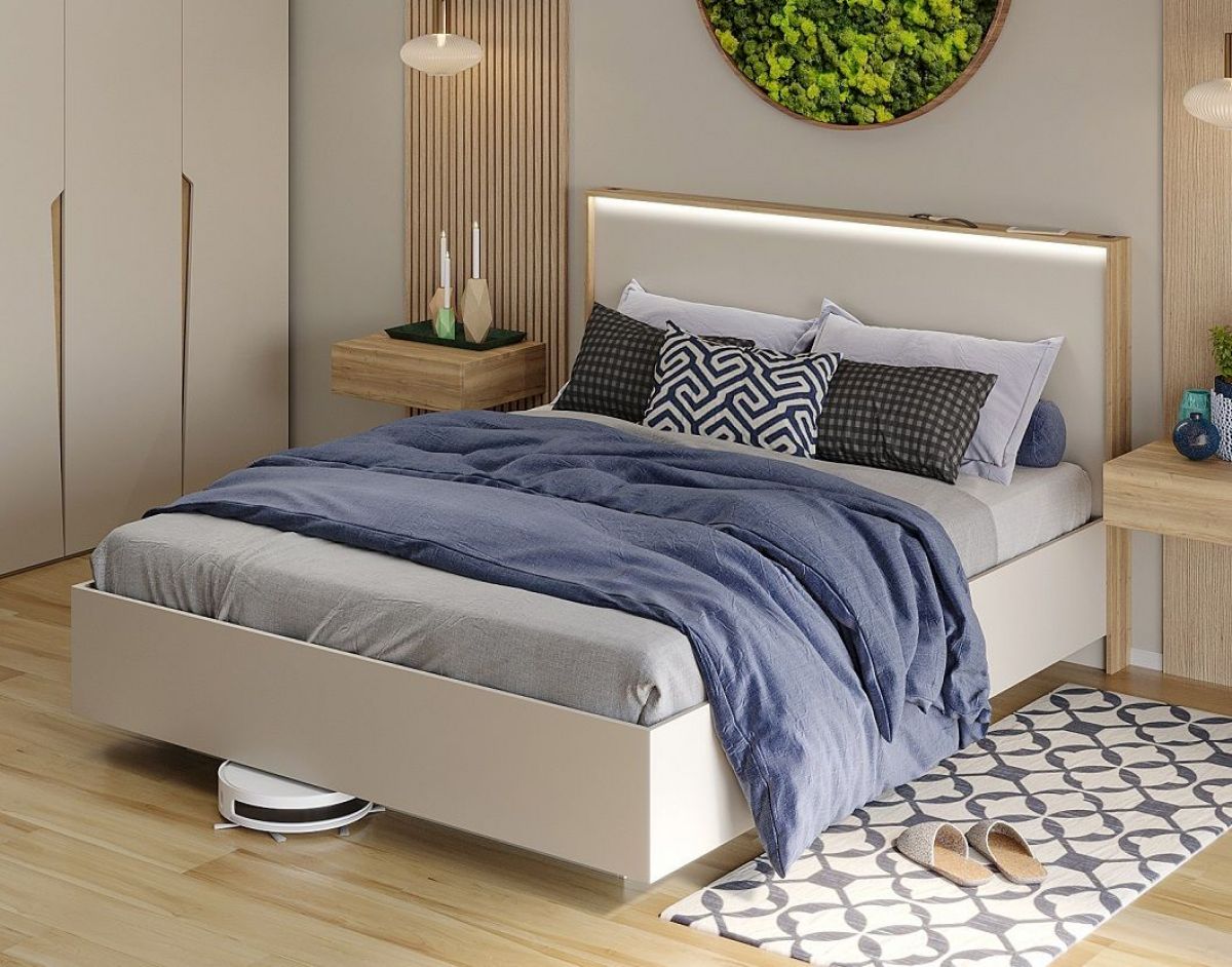 Спальня Серый камень + Кровать (серии «ГЕСТИЯ») Серый камень/Дуб Небраска натуральный | фото 2