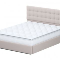 Кровать двойная №2 (универсальная 1.4х2.0) Серия 2 + основание (Белый/Бежевый ткань/Квадро Бежевый ткань) | фото 4