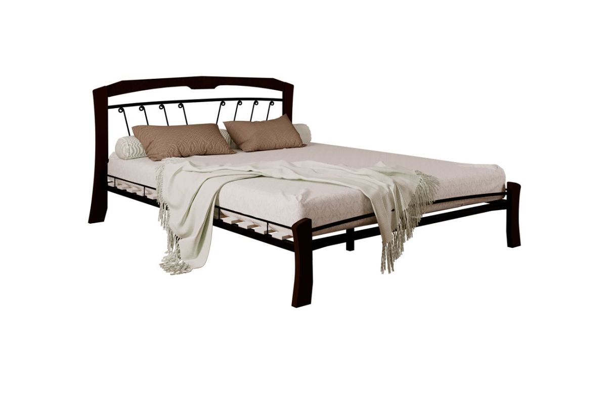 Кровать "Муза 4 Лайт" КМД9 Черная (1400*2000) (ножки-шоколад) с коваными изделиями | фото 2