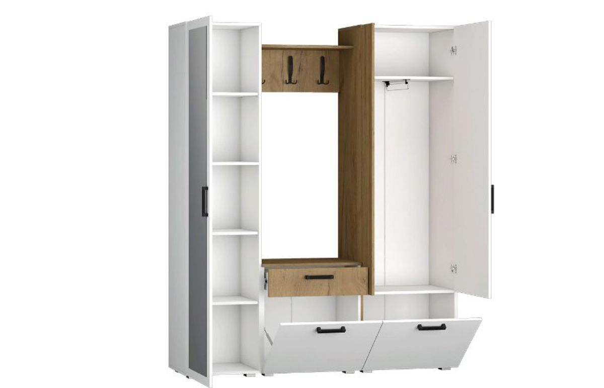 Прихожая Прайм-1 (Белый Текстурный/Дуб Крафт Золотой) | фото 2