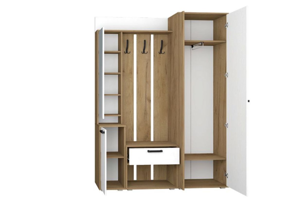 Прихожая Прайм-2 (Дуб Крафт Золотой/Белый Текстурный) | фото 2