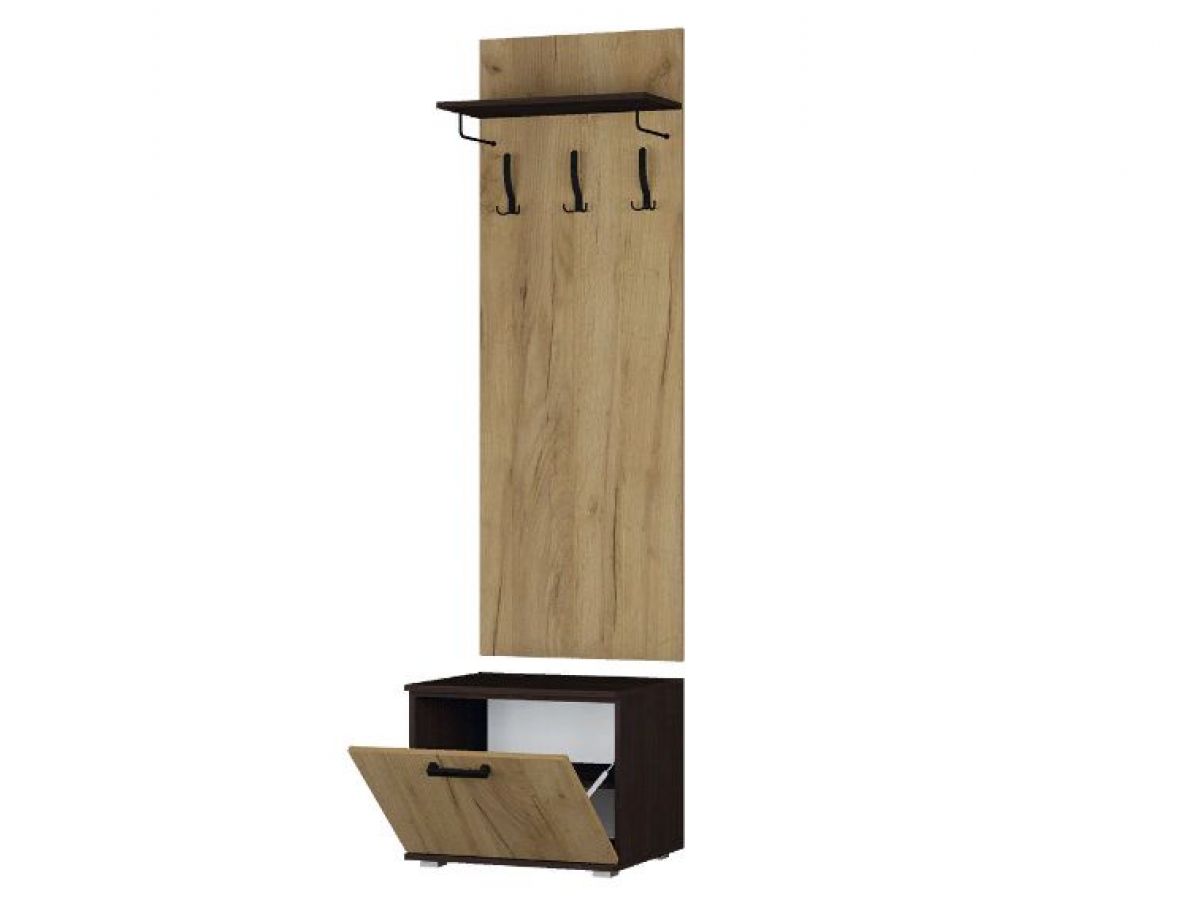 Прихожая Сафари Модуль С-2 Вешалка с тумбой (Венге/Дуб Крафт Золотой) | фото 2