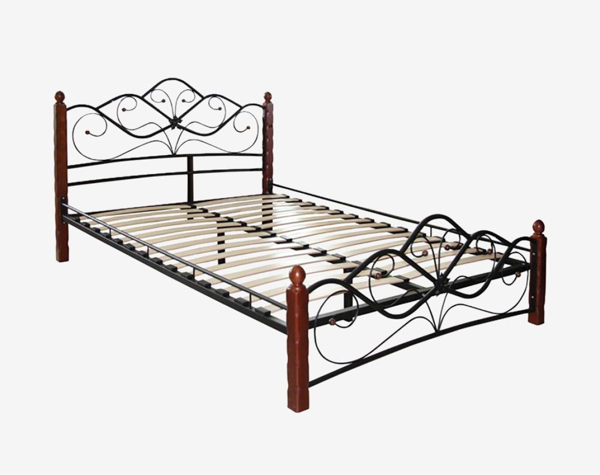 Кровать "Венера 1" КМД4.01 Черная (1400*2000) (ножки-махагон) с коваными элементами | фото 2