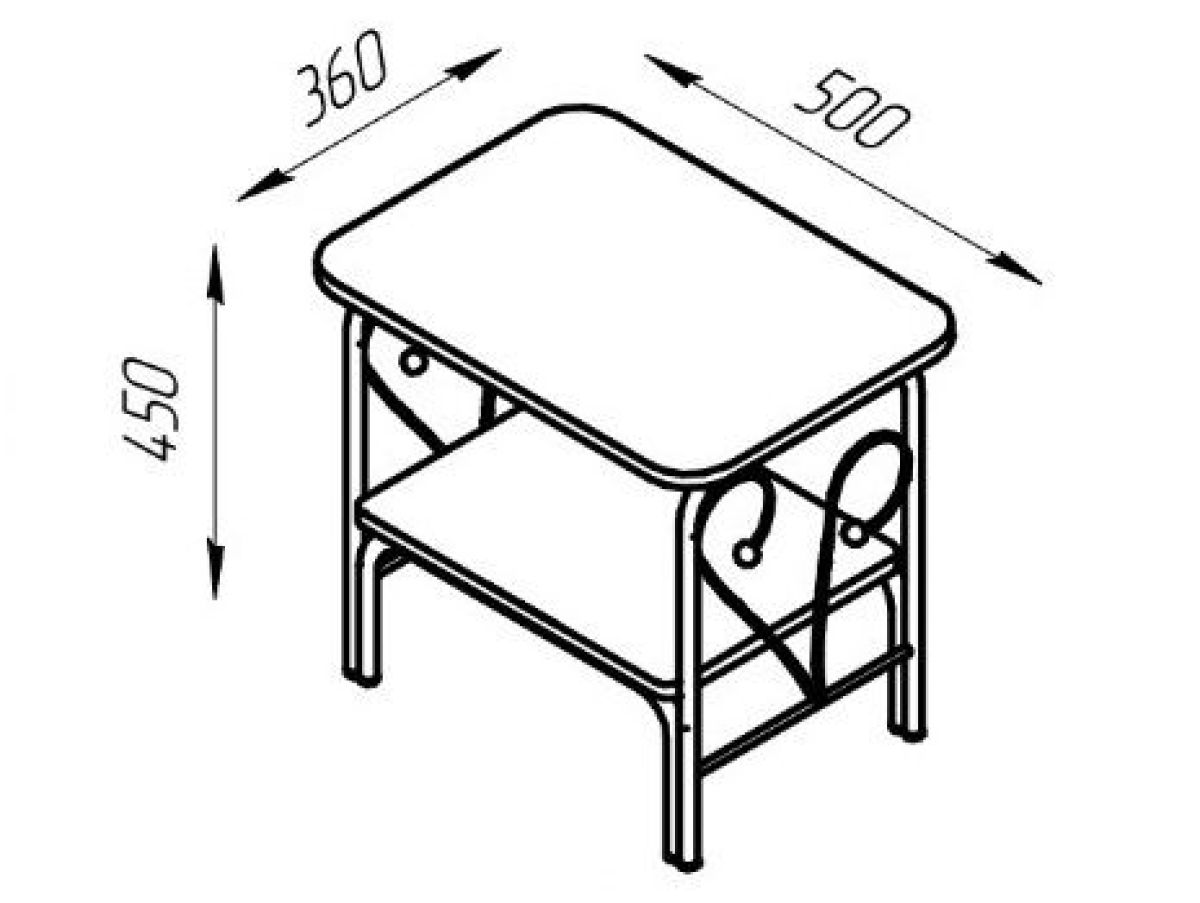Тумба прикроватная "Версаль" с коваными элементами, черная (полки-венге) | фото 2