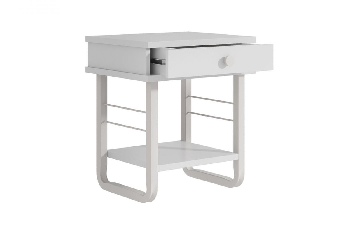 Тумба прикроватная "Грета" с коваными элементами, ЛДСП белый/металл белый | фото 3