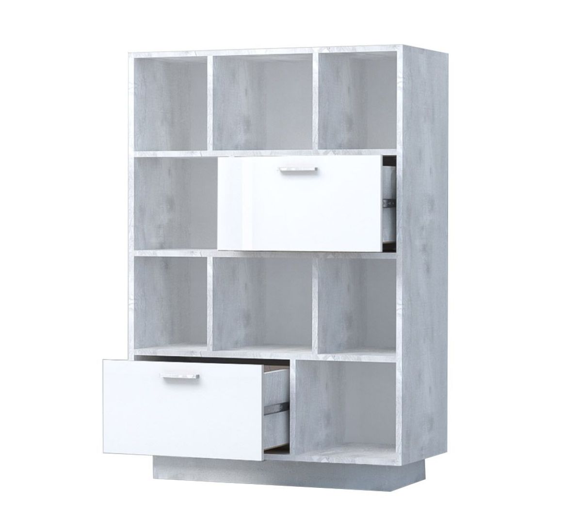 Эго К-1 Комод с 2мя ящ (бетон светлый/белый глянец) цоколь | фото 2