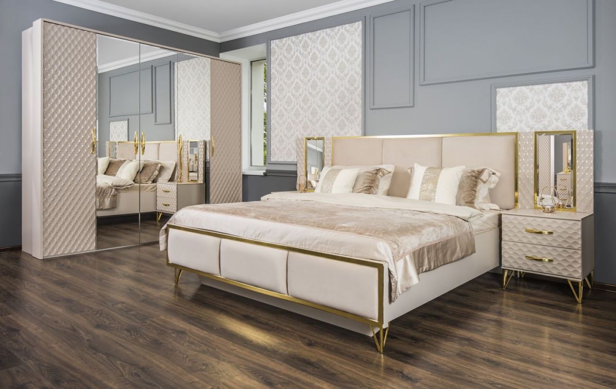 Шкаф 5-ти ств с зеркалами Lara (бежевый глянец) | фото 4