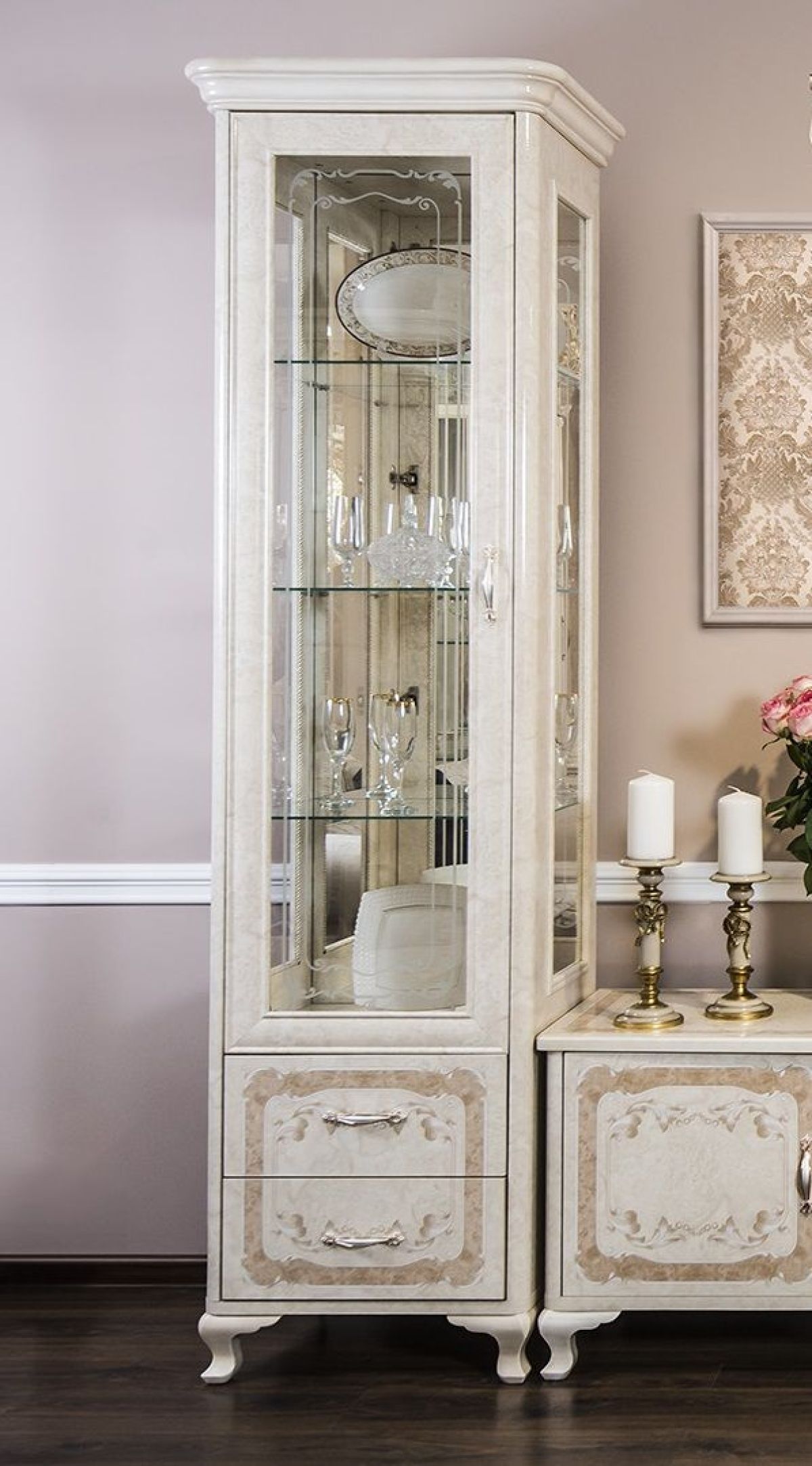 Витрина одностворчатая Патрисия (крем корень глянец) | фото 2