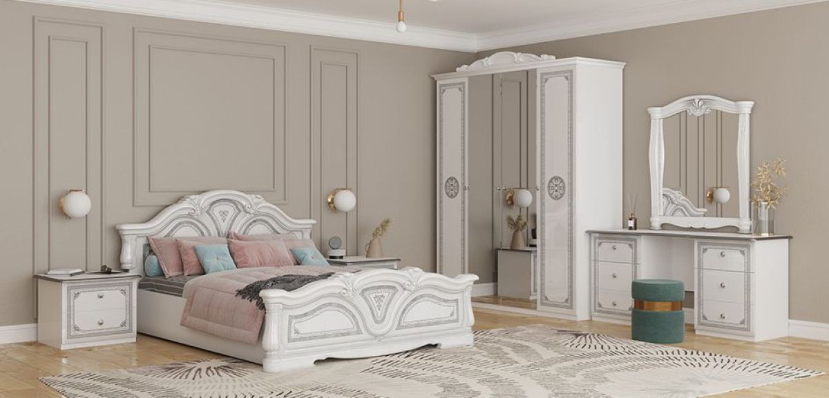 Кровать 2-х спальная 1600*2000 Грация (12.116) без основания (белый/серебро) | фото 2