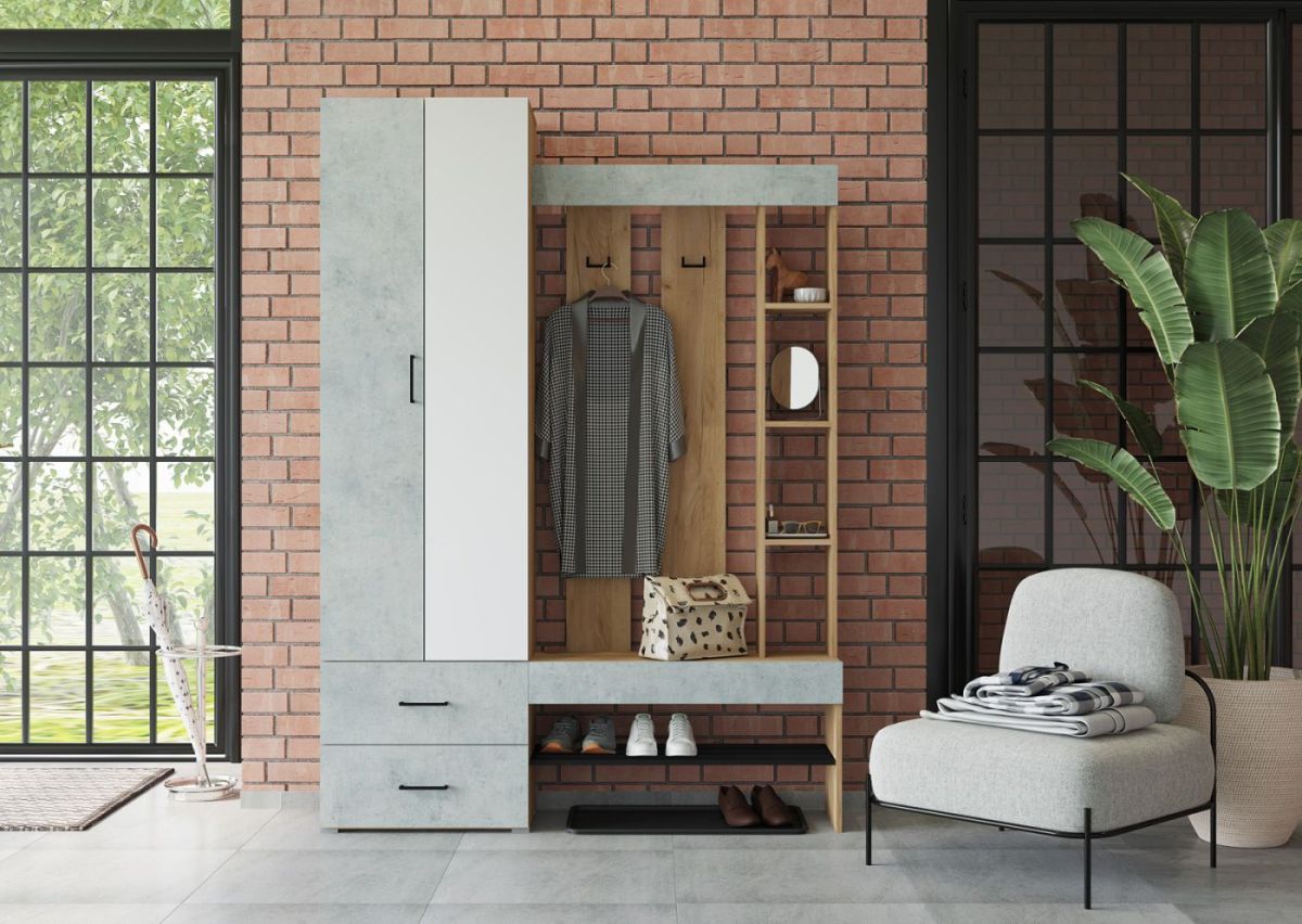 Прихожая Домино (Крафт золотой/Бетон) | фото 3