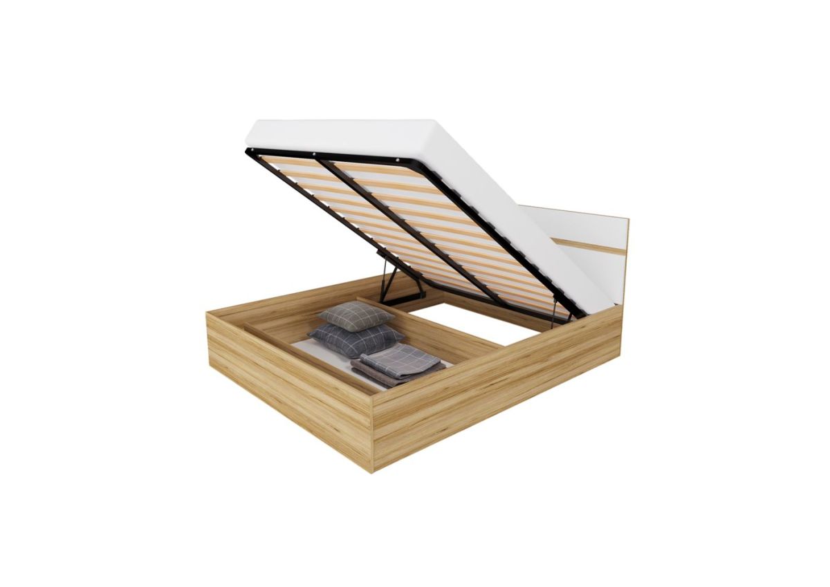 Кровать 1,4 НЕНСИ + основание и ПМ (Крафт золотой/Белый глянец) | фото 2