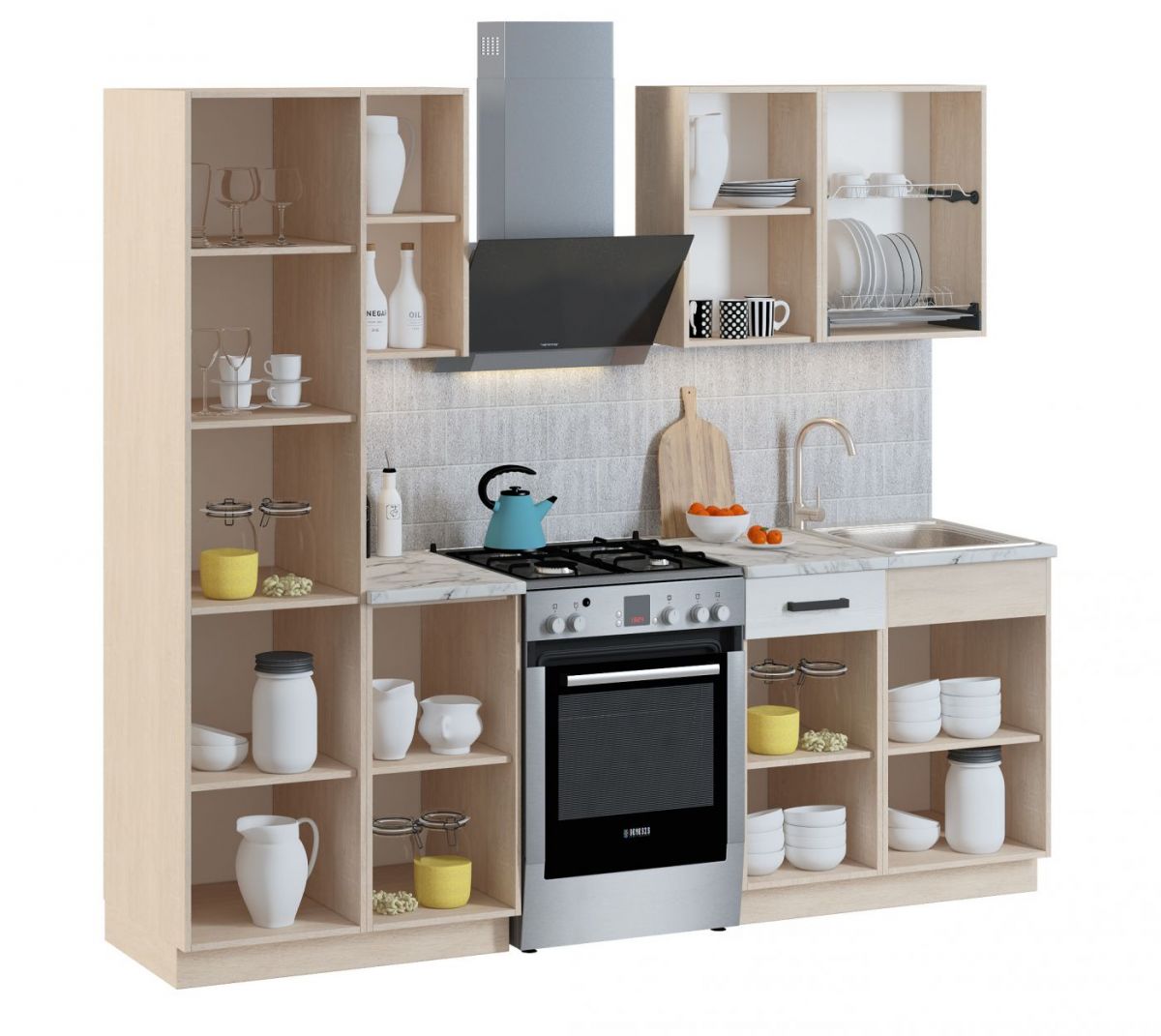 Кухонный гарнитур Алиса Loft линейная (Дуб Сонома/Сосна белая Loft) 1750 | фото 3