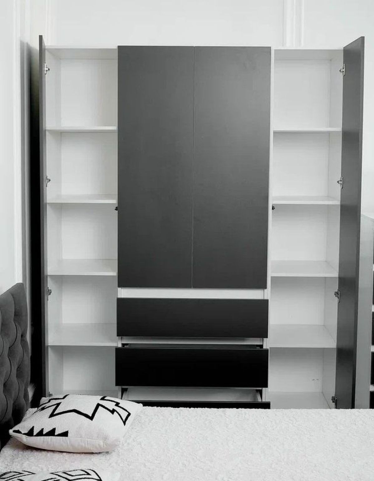 Спальный гарнитур Парус (Белый/Графит) модульный | фото 18