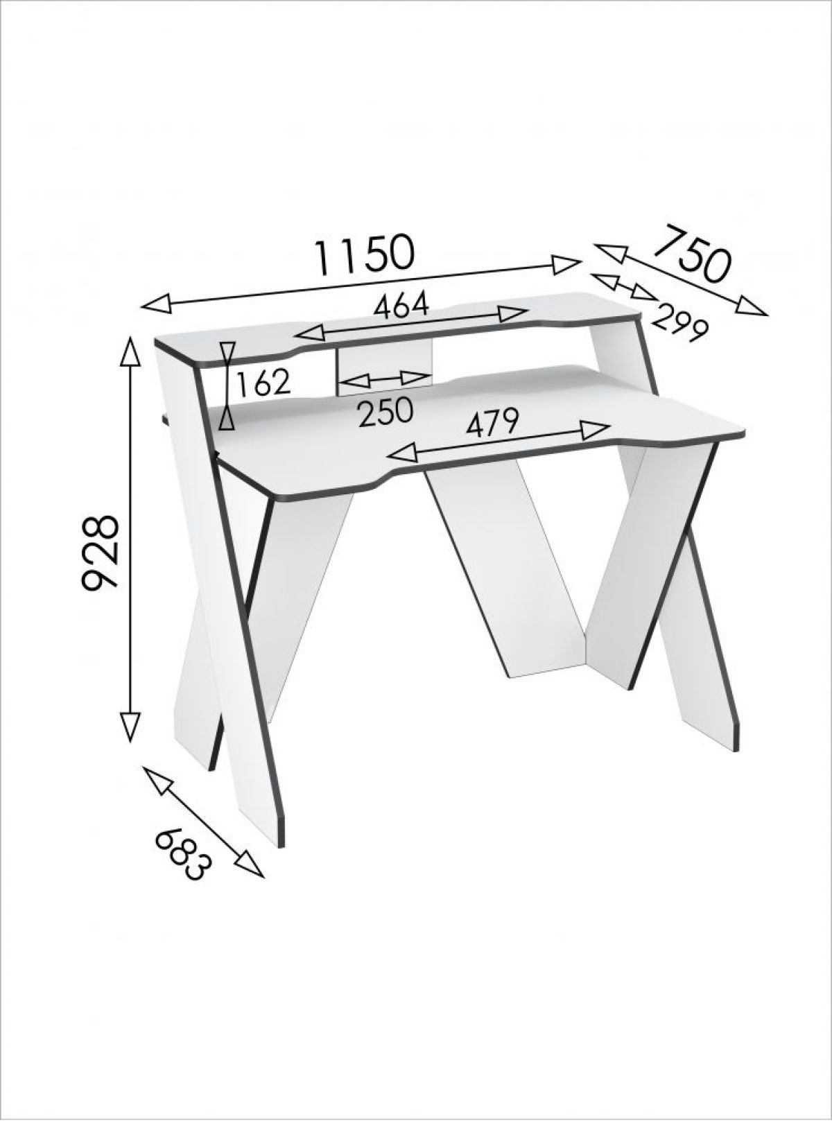 Стол компьютерный Геймер 2 (Белый/Чёрный) | фото 3