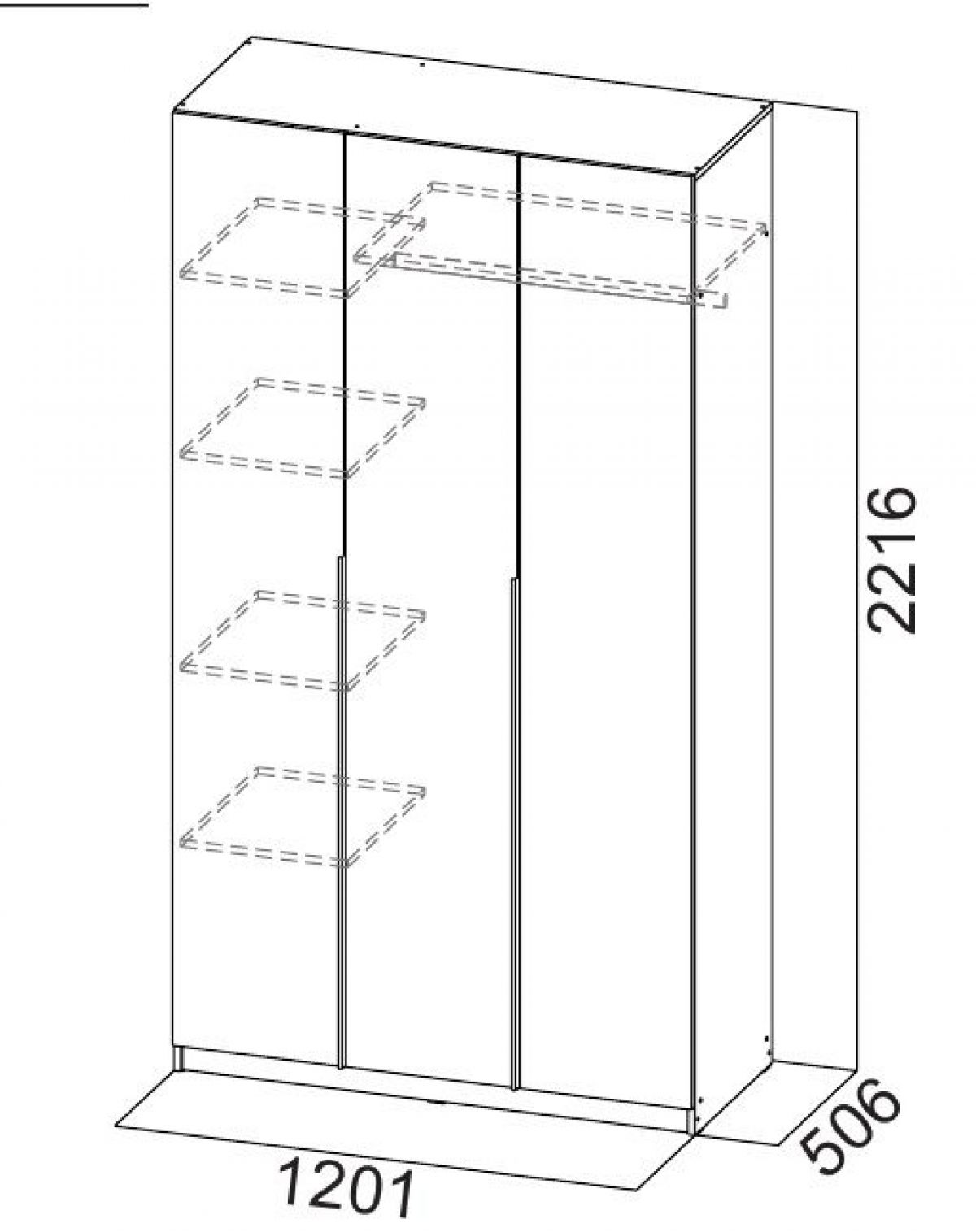 Шкаф ШК-5 (1200) Белый текстурный | фото 5