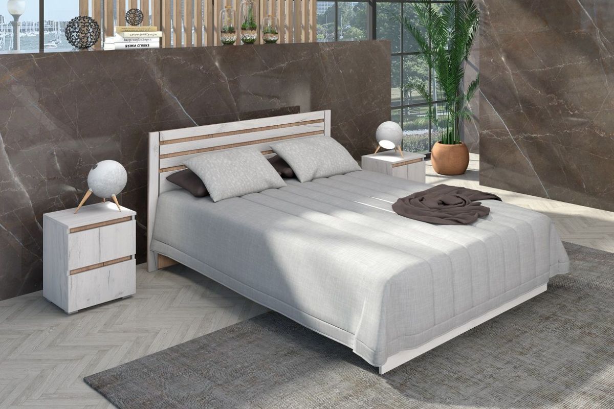 Спальный гарнитур Лиана (Дуб Крафт Белый/Дуб Крафт Золотой) | фото 4