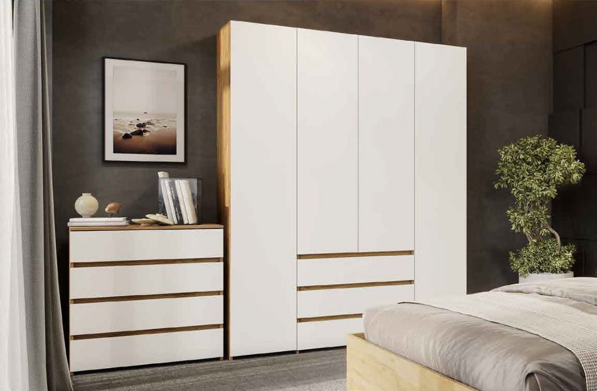 НЕКСТ 1 Спальный гарнитур (модульный) Дуб Золотой/Белый | фото 3