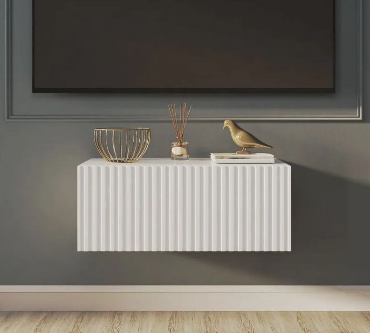 Тумба подвесная под ТВ LINES MTV1-MA 750 Белый глянец (Белый-M 10.1.1) | фото 8