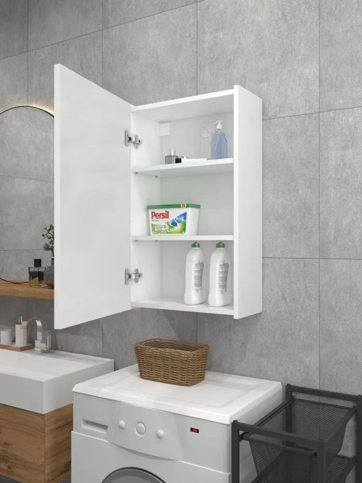 Шкаф навесной для ванной MH7-MA 450х750 (Белый-М 10.1.1) Белый глянец | фото 3