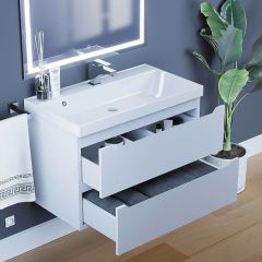 Тумба под раковину Uperwood Tanos 80 см, подвесная, белая матовая | фото 2