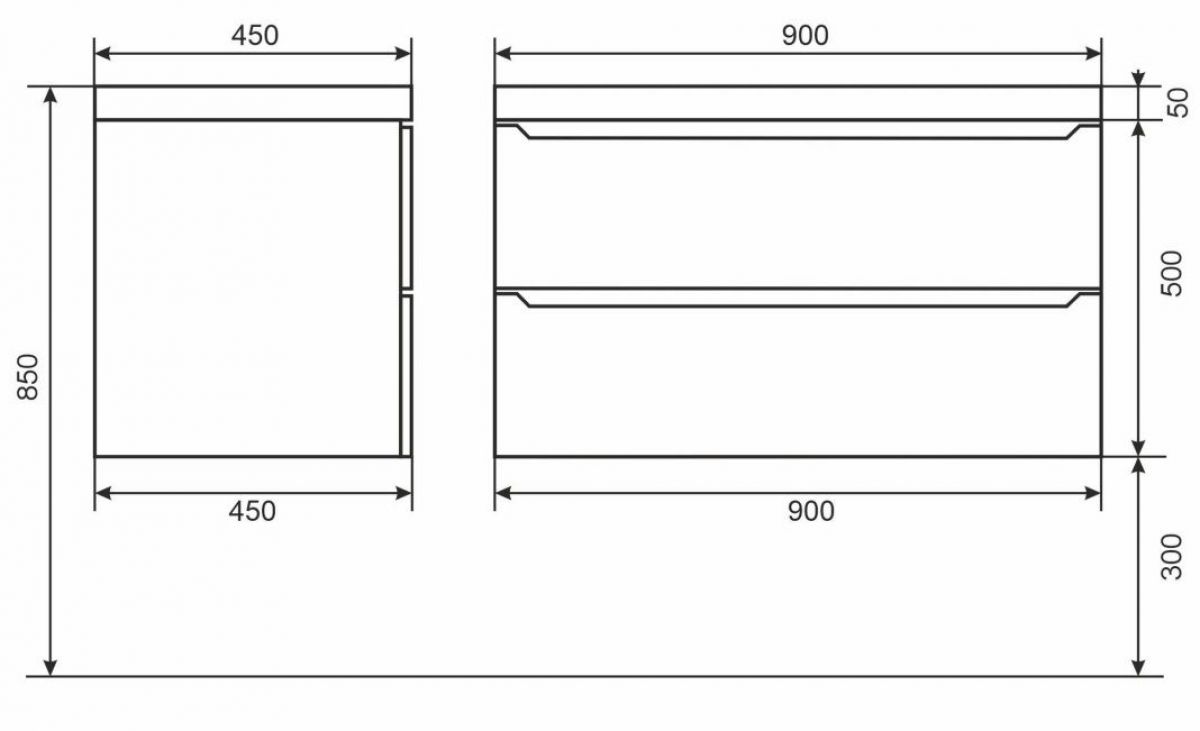 Тумба под раковину Uperwood Tanos 90 см, подвесная, белая/графит | фото 6