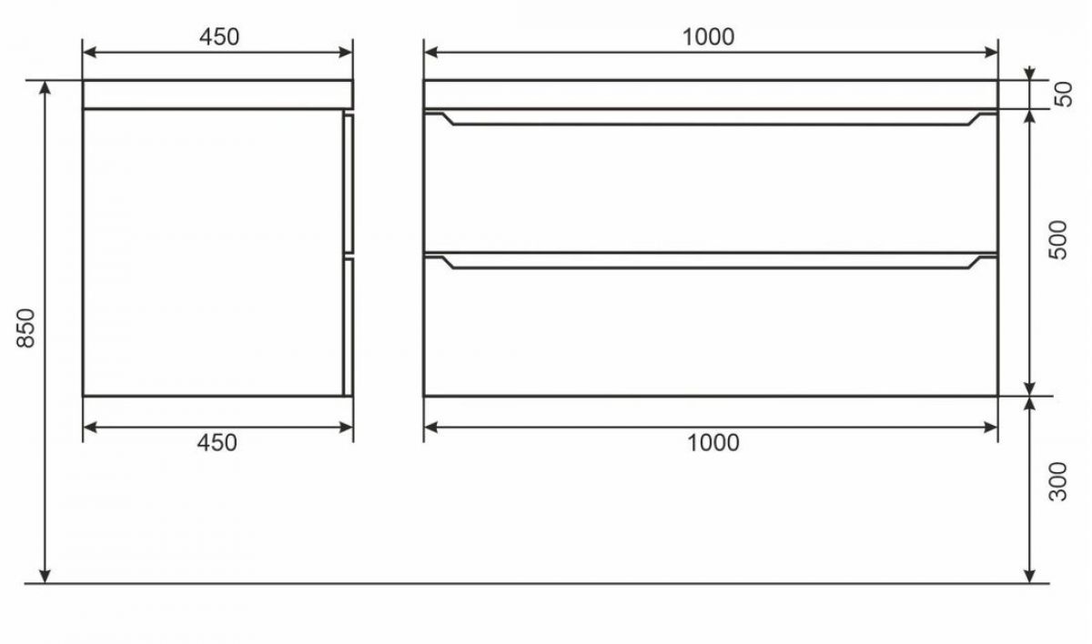 Тумба под раковину Uperwood Tanos 100 см, подвесная, черная матовая | фото 6
