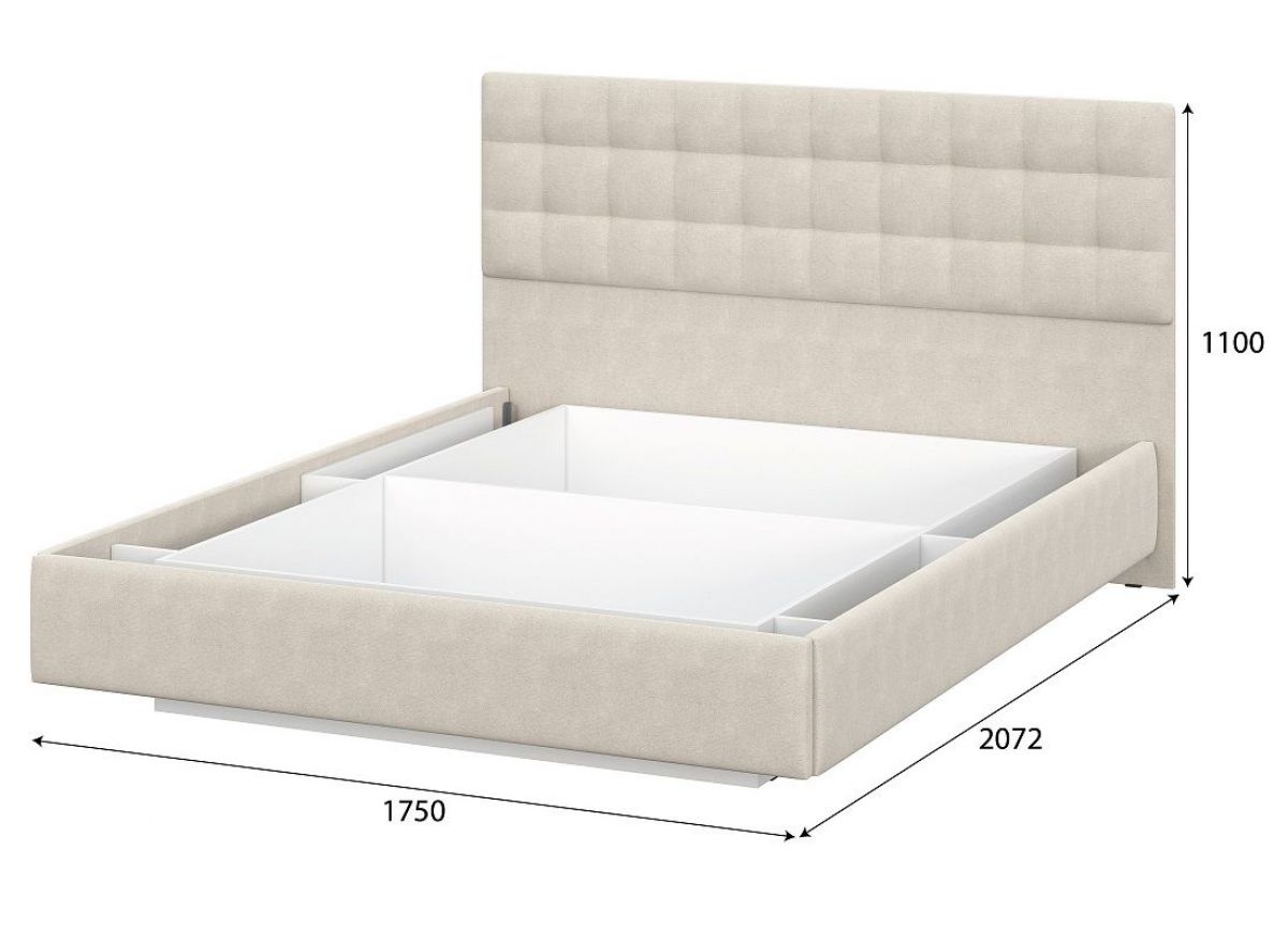 Кровать двойная №2 (универсальная 1.6х2.0) Серия 2 + основание с ПМ (Белый/Бежевый ткань/Квадро Бежевый ткань) | фото 4