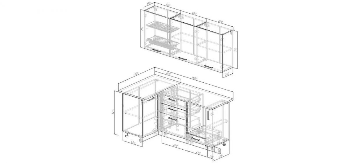 Кухонный гарнитур Антик 1000*1800 (Стол. 26мм) | фото 2