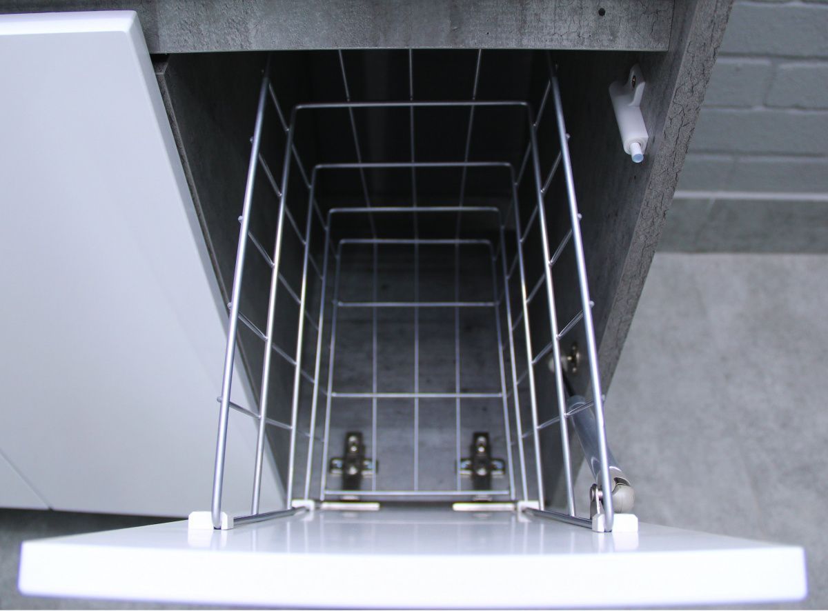 Тумба под умывальник "UNIT 80" Karlo без ящика и корзиной для белья Бетон Домино (DK5311T) | фото 5