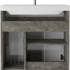 Тумба под умывальник "UNIT 80" Karlo без ящика и корзиной для белья Бетон Домино (DK5311T) | фото 6