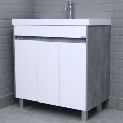 Тумба под умывальник "UNIT 80" Karlo без ящика и корзиной для белья Бетон Домино (DK5311T) | фото 7