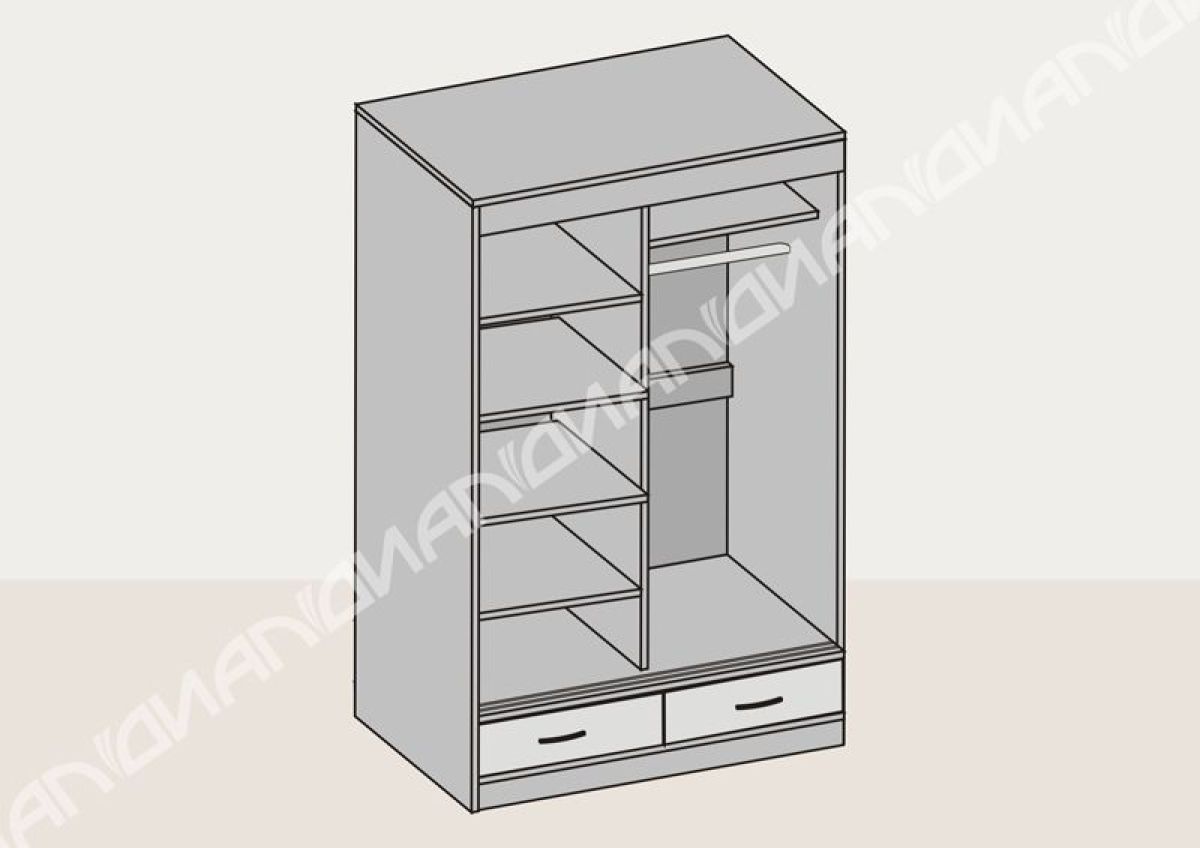 Шкаф-купе 2-х дверный с ящиками и зеркалом (арт. 008) венге/дуб белфорт | фото 2