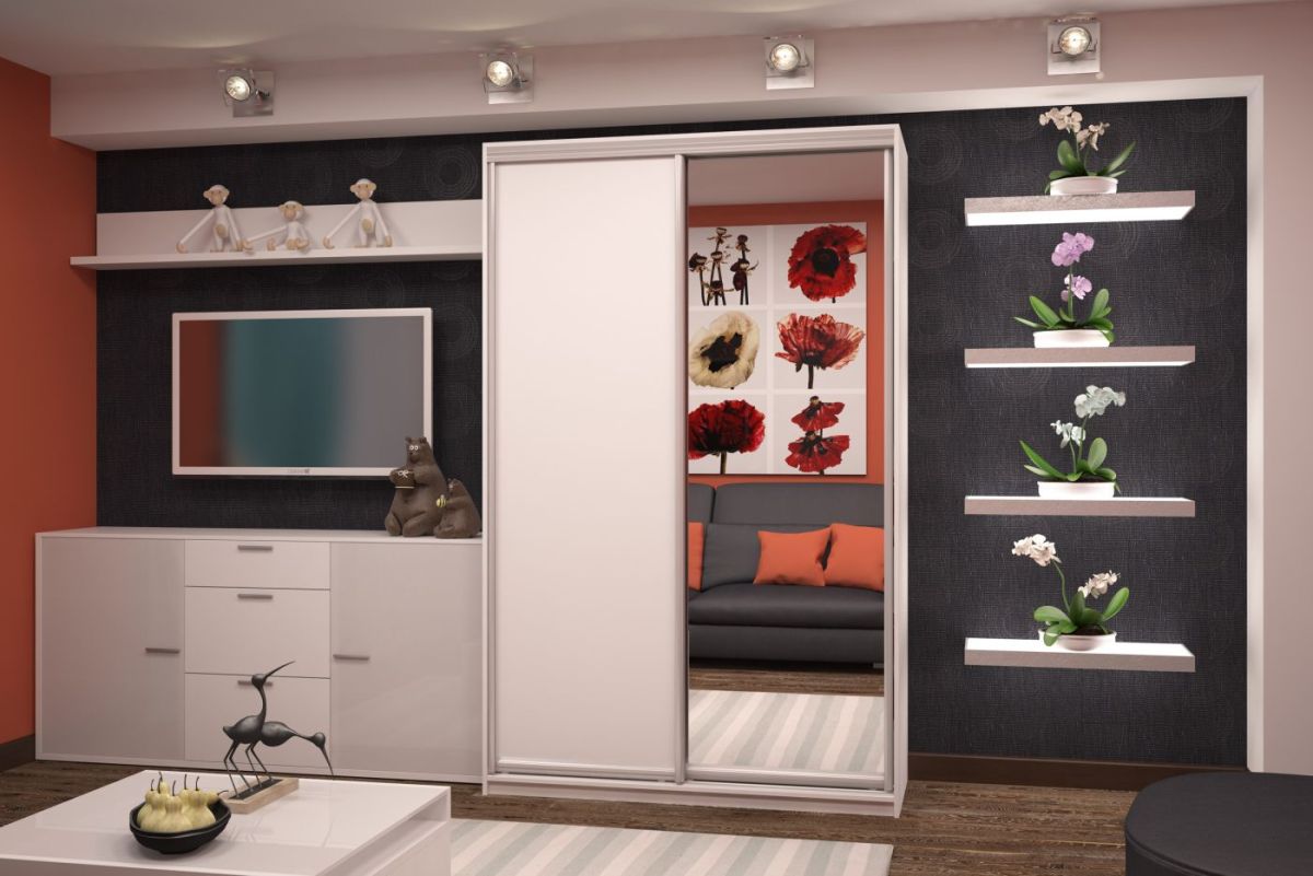 Шкаф-купе Ксения 1400 ЛДСП+Зеркало (ЛДСП 1 кат.) | фото 3