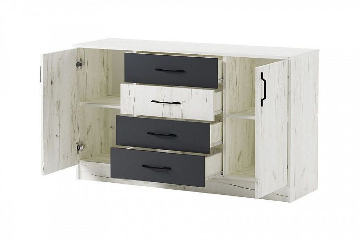 БЕАТРИС Комод К1400 (дуб крафт белый/антрацит) | фото 3