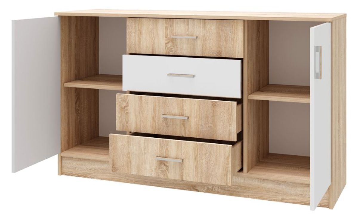 БЕАТРИС Комод К1400 (Дуб Сонома/Белый глянец) | фото 2